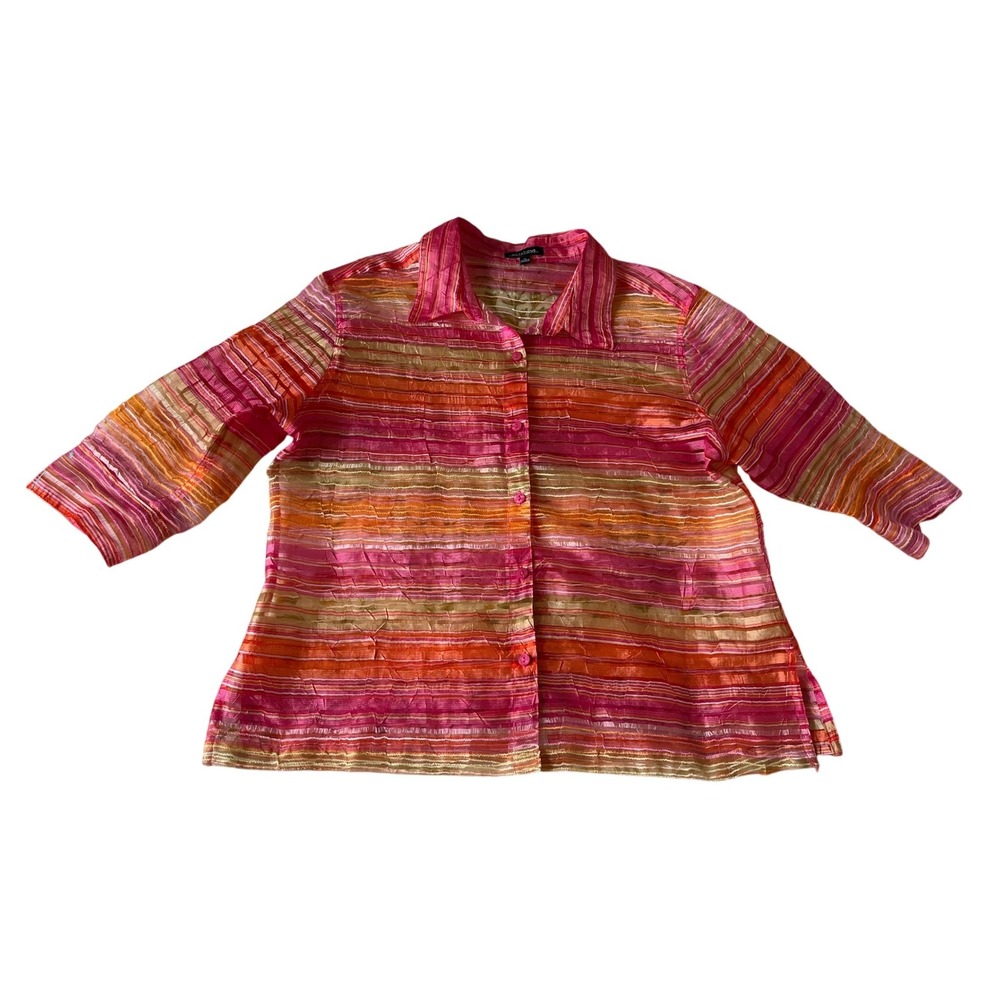Notations Organza Satin Striped Blouse
